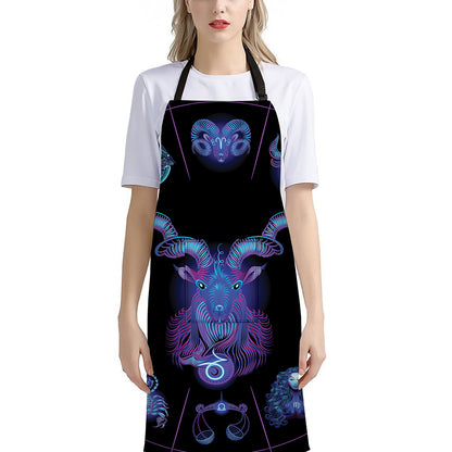 Capricorn And Astrological Signs Print Bib Apron With Pocket