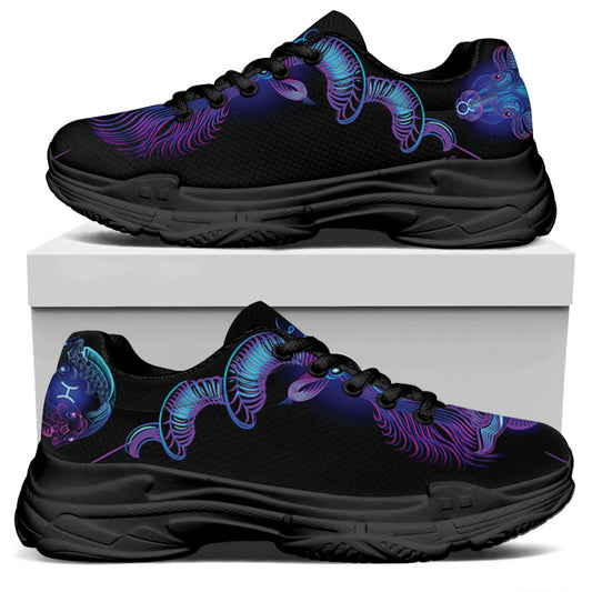 Capricorn And Astrological Signs Print Black Chunky Shoes
