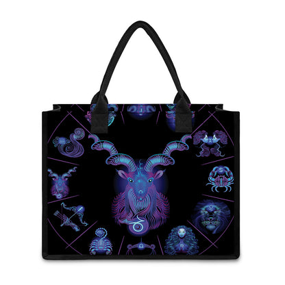 Capricorn And Astrological Signs Print Canvas Tote Bag