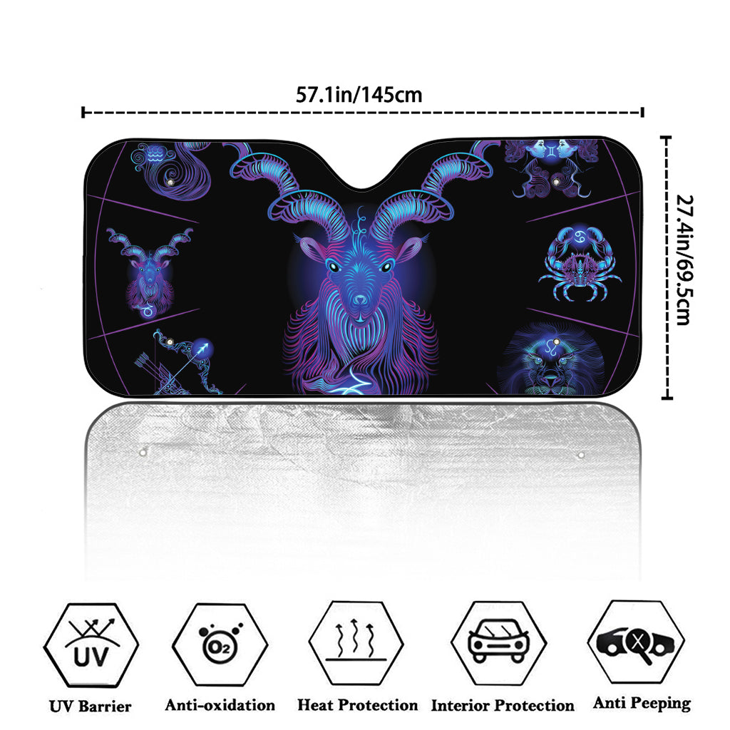 Capricorn And Astrological Signs Print Car Windshield Sun Shade