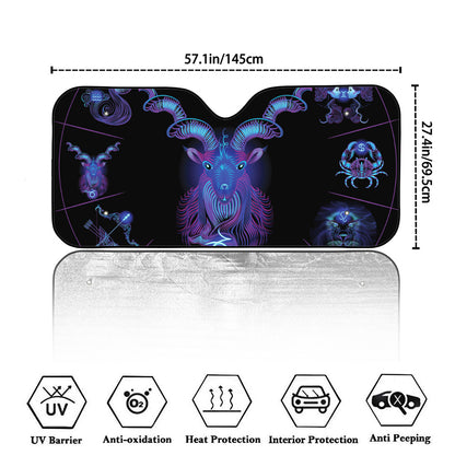 Capricorn And Astrological Signs Print Car Windshield Sun Shade
