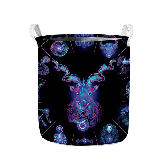 Capricorn And Astrological Signs Print Collapsible Laundry Basket