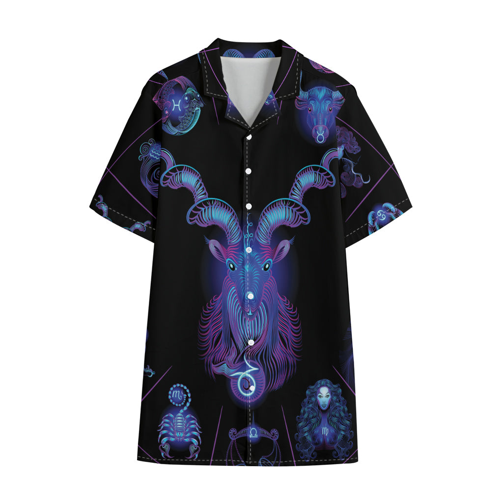 Capricorn And Astrological Signs Print Cotton Hawaiian Shirt