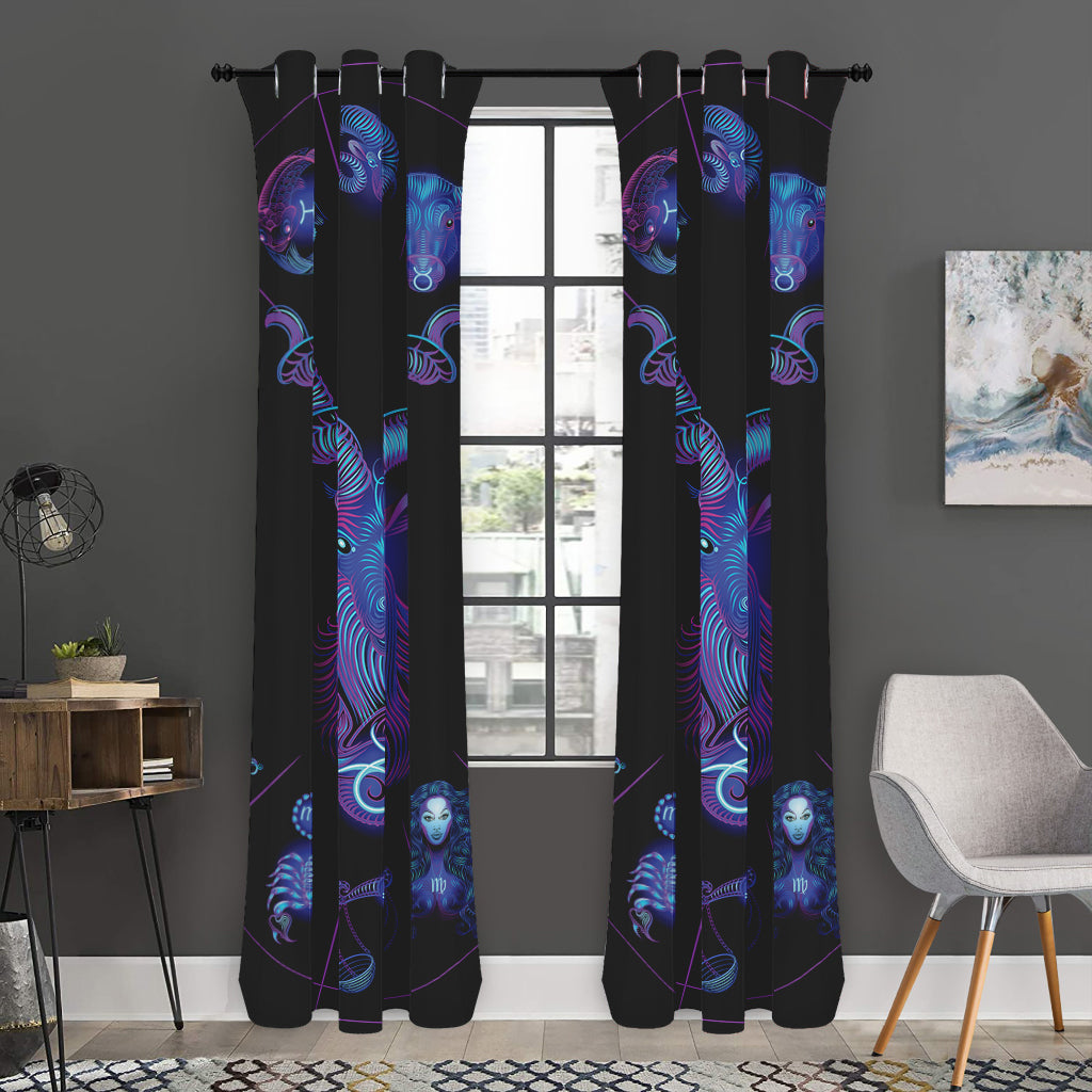 Capricorn And Astrological Signs Print Curtain
