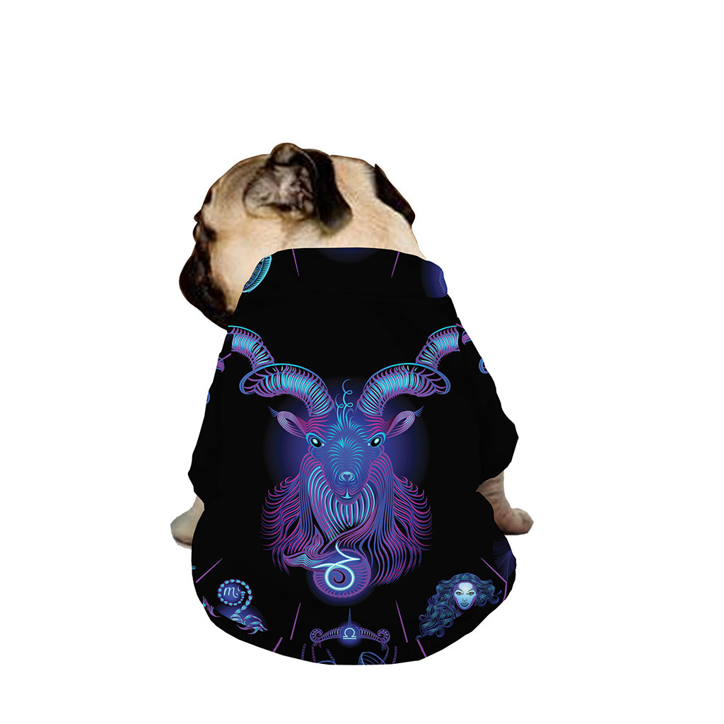 Capricorn And Astrological Signs Print Dog Zip Up Jacket
