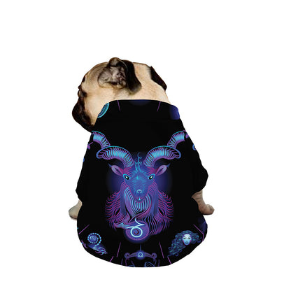 Capricorn And Astrological Signs Print Dog Zip Up Jacket