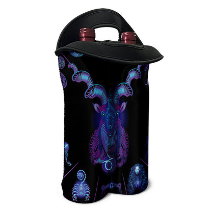 Capricorn And Astrological Signs Print Double Neoprene Wine Tote