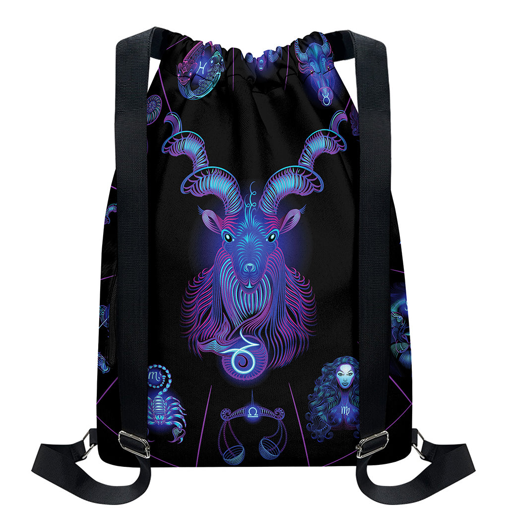 Capricorn And Astrological Signs Print Drawstring Backpack