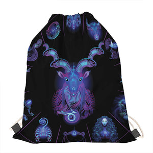 Capricorn And Astrological Signs Print Drawstring Bag