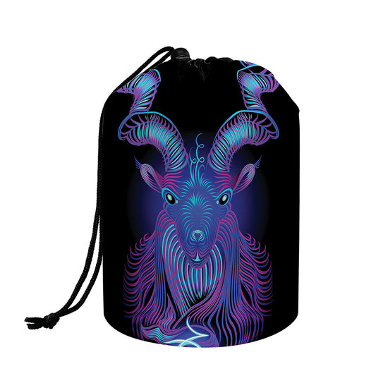 Capricorn And Astrological Signs Print Drawstring Makeup Bag