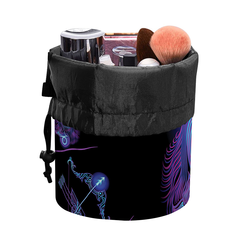 Capricorn And Astrological Signs Print Drawstring Makeup Bag