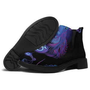 Capricorn And Astrological Signs Print Flat Ankle Boots