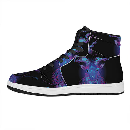 Capricorn And Astrological Signs Print High Top Leather Sneakers