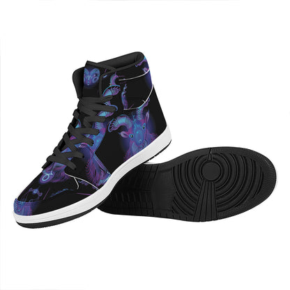 Capricorn And Astrological Signs Print High Top Leather Sneakers