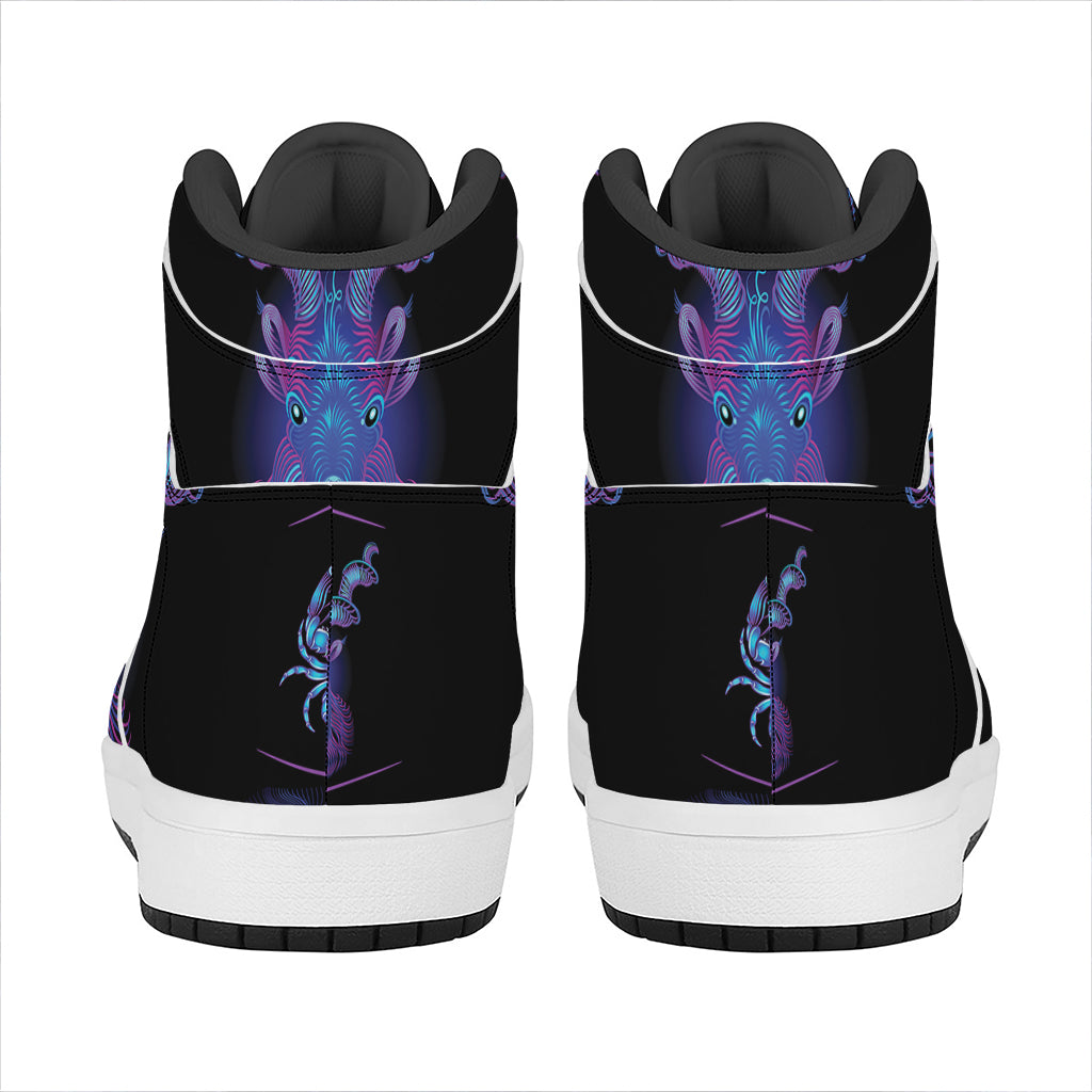 Capricorn And Astrological Signs Print High Top Leather Sneakers