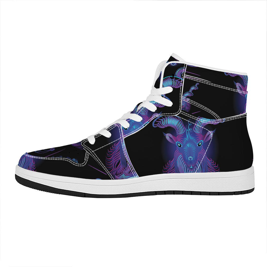 Capricorn And Astrological Signs Print High Top Leather Sneakers