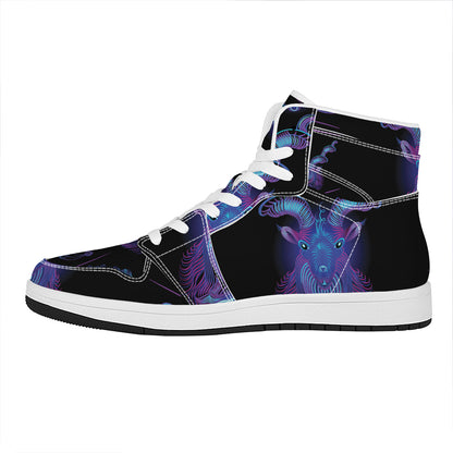 Capricorn And Astrological Signs Print High Top Leather Sneakers