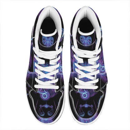 Capricorn And Astrological Signs Print High Top Leather Sneakers