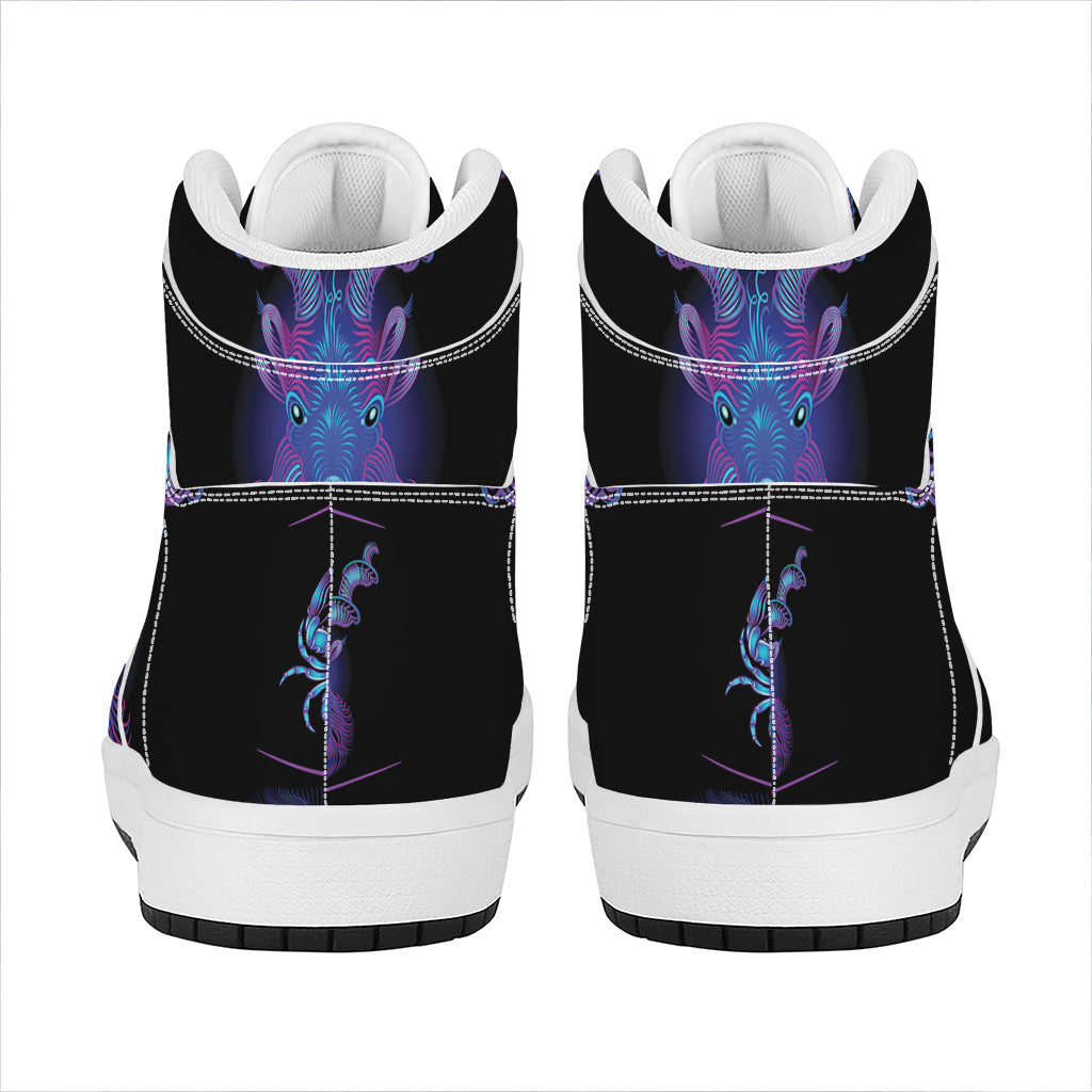 Capricorn And Astrological Signs Print High Top Leather Sneakers