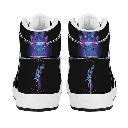 Capricorn And Astrological Signs Print High Top Leather Sneakers