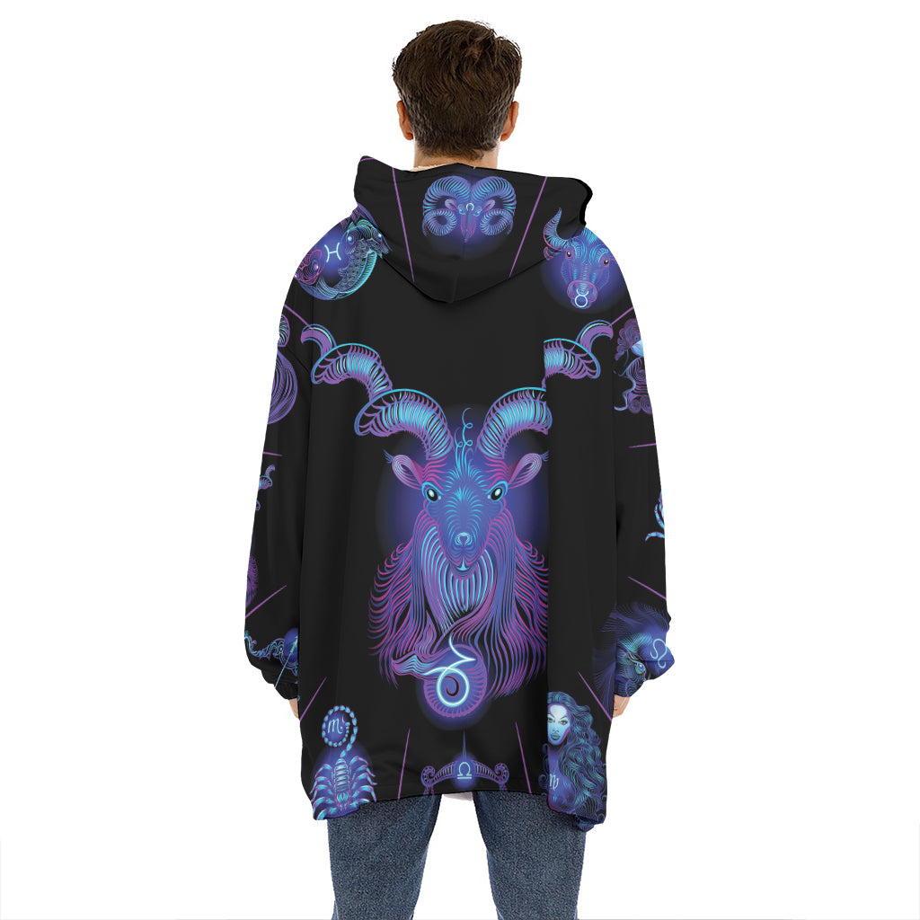 Capricorn And Astrological Signs Print Hoodie Blanket