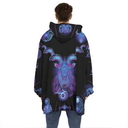 Capricorn And Astrological Signs Print Hoodie Blanket