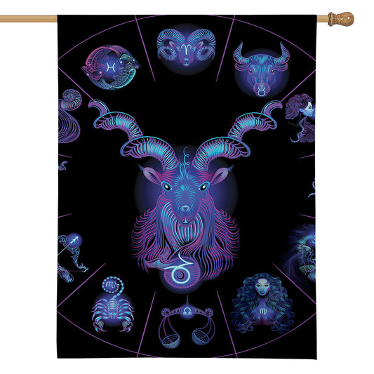 Capricorn And Astrological Signs Print House Flag
