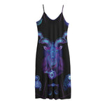 Capricorn And Astrological Signs Print Jersey Midi Cami Dress