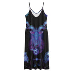 Capricorn And Astrological Signs Print Jersey Midi Cami Dress