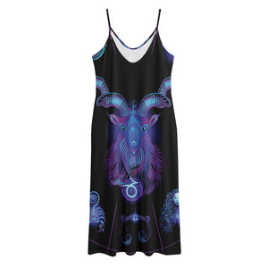 Capricorn And Astrological Signs Print Jersey Midi Cami Dress