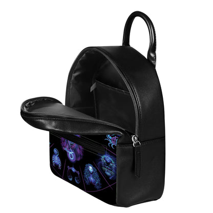 Capricorn And Astrological Signs Print Leather Backpack