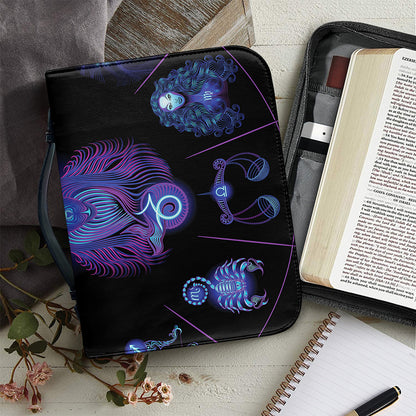 Capricorn And Astrological Signs Print Leather Bible Cover