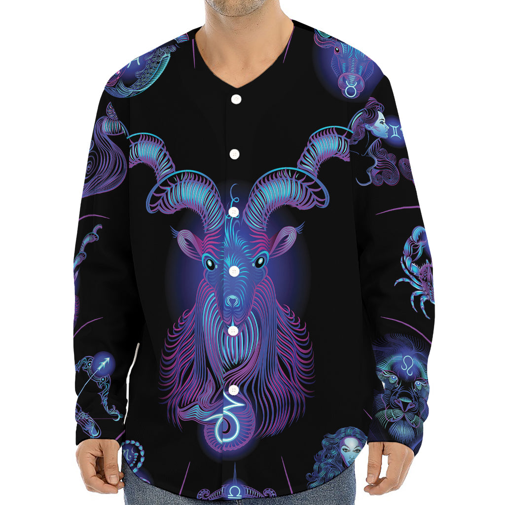 Capricorn And Astrological Signs Print Long Sleeve Baseball Jersey