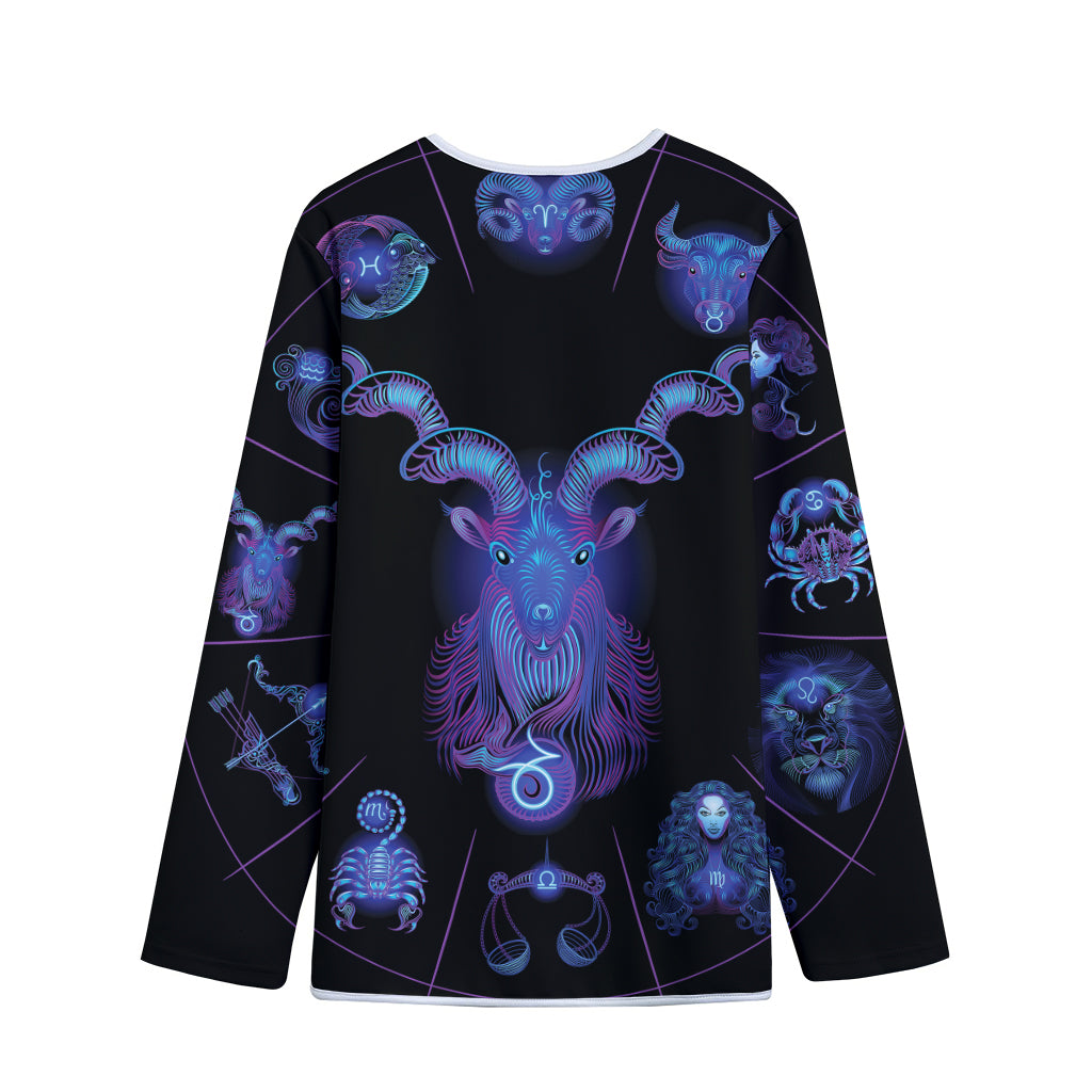 Capricorn And Astrological Signs Print Long Sleeve Short Coat