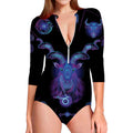 Capricorn And Astrological Signs Print Long Sleeve Swimsuit