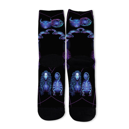 Capricorn And Astrological Signs Print Long Socks