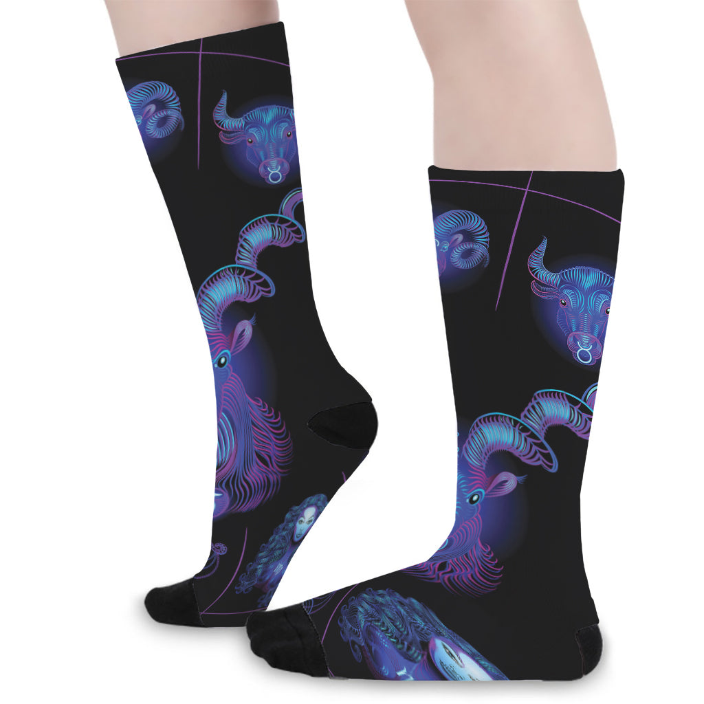 Capricorn And Astrological Signs Print Long Socks