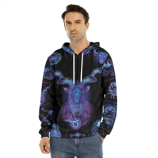 Capricorn And Astrological Signs Print Men's Velvet Pullover Hoodie