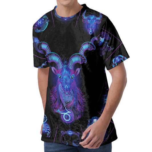 Capricorn And Astrological Signs Print Men's Velvet T-Shirt