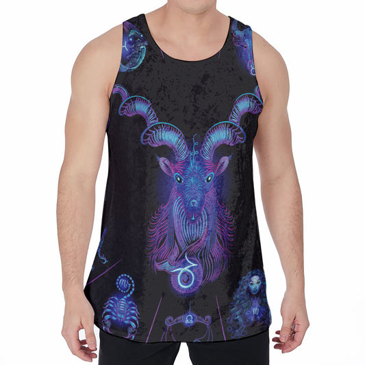 Capricorn And Astrological Signs Print Men's Velvet Tank Top