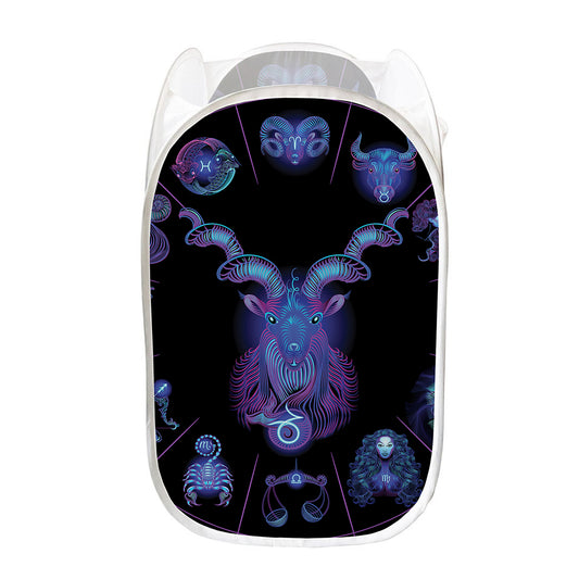 Capricorn And Astrological Signs Print Mesh Laundry Hamper