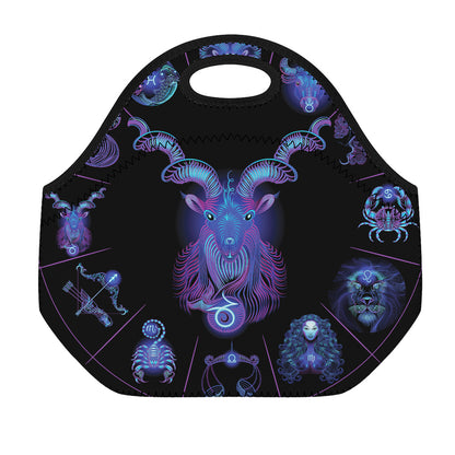 Capricorn And Astrological Signs Print Neoprene Lunch Bag