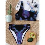 Capricorn And Astrological Signs Print One Shoulder Bikini Top