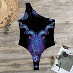 Capricorn And Astrological Signs Print One Shoulder Bodysuit