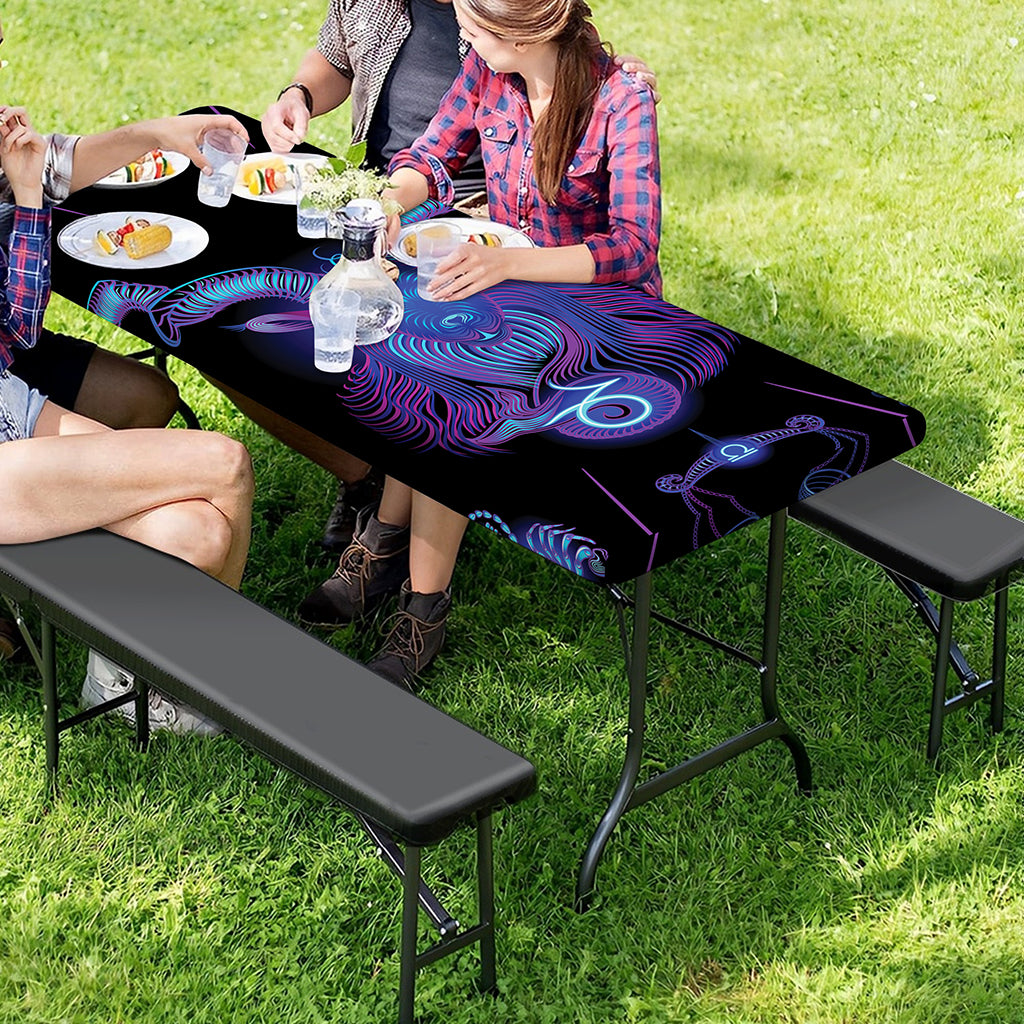 Capricorn And Astrological Signs Print Picnic Table Cover