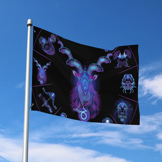 Capricorn And Astrological Signs Print Polyester Flag
