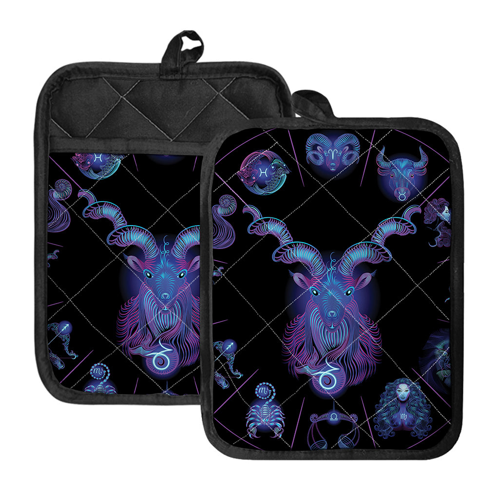 Capricorn And Astrological Signs Print Pot Holders With Pocket