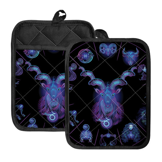 Capricorn And Astrological Signs Print Pot Holders With Pocket
