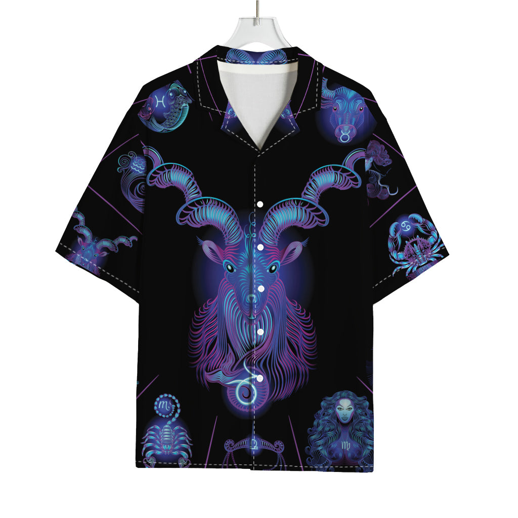 Capricorn And Astrological Signs Print Rayon Hawaiian Shirt