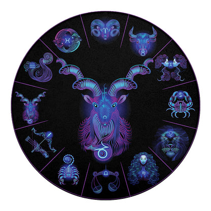 Capricorn And Astrological Signs Print Round Blanket